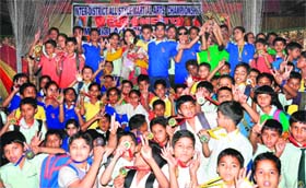 Students who won the district marshal art championship that concluded at Doonga House in Dehradun on Monday.