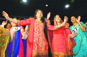 Participants dance to a Punjabi tune