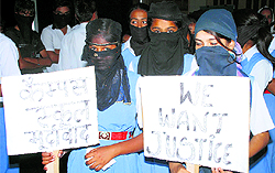 Campus School, CCSHAU, students hold a demonstration demanding re-evaluation of answersheets
