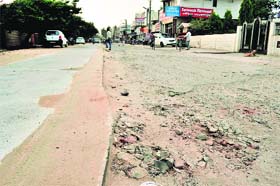 In limbo: A road left incomplete after the Lok Sabha elections, in Patiala on Tuesday