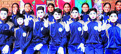 Students of Tribune Model School, Sector 29, take part in the Save water, save life campaign on the campus in Chandigarh on Wednesday