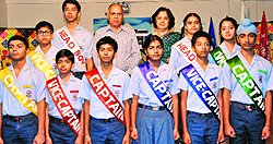 Students strike a pose during their investiture ceremony at RIMT School in Mani Majra on Wednesday