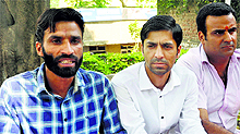 Choudhary Naseeb Ali, national delegate of the NSUI, addresses the media at Jammu University