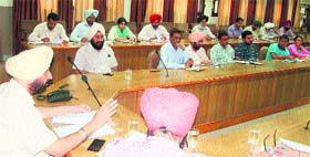 Mansa ADC Harinder SIngh Sran holds a meeting with district officials on Thursday to take preventive measures to counter floods