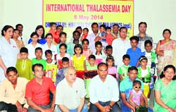 Thalassaemic children, along with their parents, and doctors during a programme at Doon Hospital in Dehradun on Thursday. A Tribune photograph