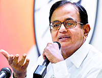Finance Minister P Chidambaram at a press conference in New Delhi on Thursday