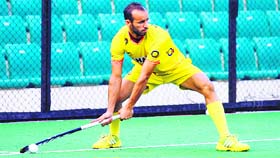 Ramandeep Singh during a training session in New Delhi on Thursday.