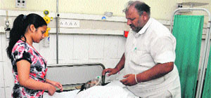 The woman who was allegedly burnt by her parents at the Civil Hospital in Jalandhar on Thursday.
