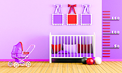 Bright colours like pink and purple are suitable for baby rooms 