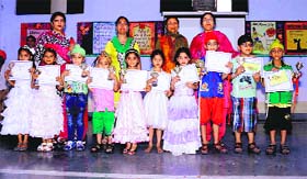 Students of Sri Guru Harkrishan Public School celebrate Mothers Day at their schools in Amritsar on Saturday.