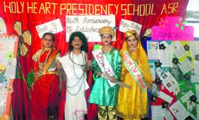 Students of Holy Heart Presidency School celebrate Mothers Day at their schools in Amritsar on Saturday.