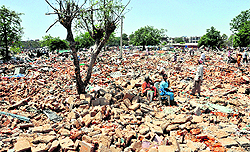 A view of Nehru Colony, Chandigarh, which was demolished by the UT Administration on Saturday