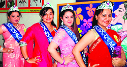 Mothers take part in a modelling contest at AKSIPS-125 Smart School in Mohali