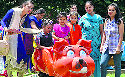 Women enjoy with their children at Aanchal International School, Sector 41, Chandigarh