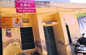 A dispensary at Khudda Lahora without a boundary wall in Chandigarh.