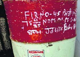 Poppy husk was seized from this drum