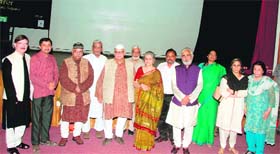 Remembrance: Dignitaries at two-day birth centenary celebrations of noted film-maker Khwaja Ahmad Abbas at Raj Bhavan in Dehradun on Monday