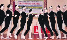 Students of Kamla Nehru Public School, Phagwara, participate in an inter-school mime competition in Phagwara on Monday.