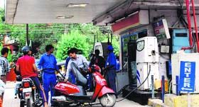 A view of a petrol pump at Batala Road in Amritsar.