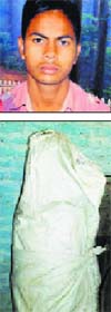 Saurav Garg, and below his statue lying in a room