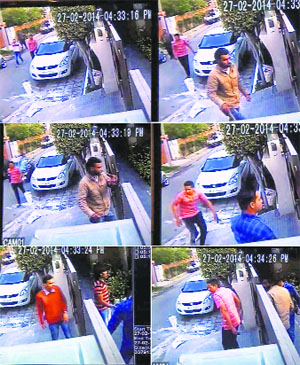 CCTV grabs show assailants entering a house in Sarabha Nagar.