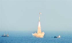 A file photo of K-4 Submarine Launched Ballistic Missile that was successfully tested-fired off the coast of Visakhapatnam.
