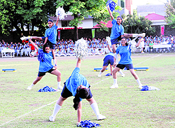 Girls perform at the concluding function of the Fourth Invitational Inter School Girls Hockey Tournament at Welham Girls School in Dehradun on Tuesday