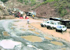 The dilapidated condition of the Jammu-Srinagar national highway near Batote