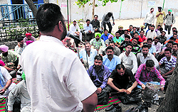 PRTC workers stage a dharna in Bathinda