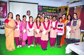 Aiming high: Girl students being presented scholarship cheques by Dolphin institute in Dehradun on Thursday