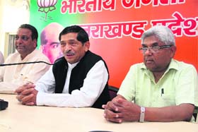 OPTIMISTIC: Senior BJP leader Bacchi Singh Rawat addresses mediapersons in Dehradun on Thursday