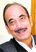 Union Minister for Health and Family Welfare Ghulam Nabi Azad talks to The Tribune at his residence in Jammu on Thursday. Tribune Photo: Anand Sharma