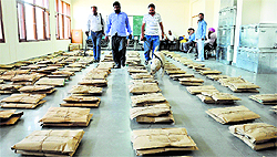 A security check at a counting centre in Jalandhar on Thursday