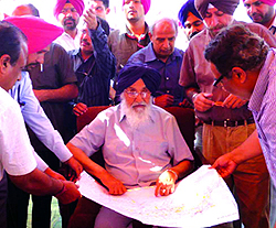 Chief Minister PS Badal at a Fazilka village on Thursday