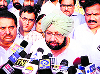 Capt Amarinder Singh talks to mediapersons in Amritsar on Thursday