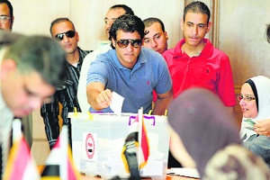 gyptians living in Jordan cast their ballot in the voting for the presidential elections on May 26-27, at the Egyptian embassy in Amman, on Thursday. Egyptians abroad started voting in their first presidential elections since president Mohamed Morsi was deposed