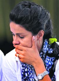 AAP candidate Gul Panag in a pensive mood at the counting centre in Sector 26 on Friday.