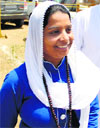 AAP candidate Jyoti Mann at a counting centre in Jalandhar on Friday.  Photo: Sarabjit Singh