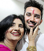 Chirag Paswan with his mother in Patna on Friday