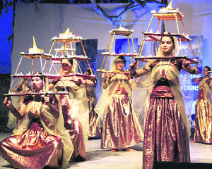 Students perform at the blue sapphire jubilee celebrations of Scholars Home School in Dehradun on Saturday.