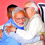 BJP PM designate Narendra Modi with senior party leader LK Advani in New Delhi