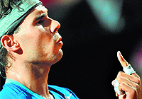 Rafael Nadal celebrates his escape at the Italian Open