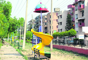 A spiral slide purchased at an exorbitant cost installed in the MDC, Sector 5, Panchkula. 