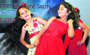 Children participate in a dance competition organised by Acharya Academy for Dance and Aerobics in Jammu on Sunday. 