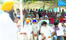 Residents during the launch of a campaign against drug addiction at Pohir village, near Mandi Ahmedgarh, on Sunday.