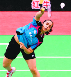 Saina Nehwal won the first singles match, giving India the start they needed in the opening tie against Canada.
