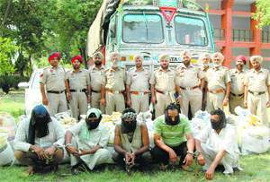 The accused in police custody in Kapurthala on Monday. 