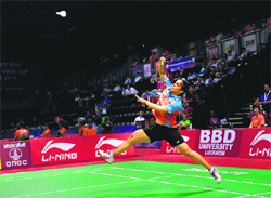 Saina Nehwal, just like in the tie against Canada, gave India a brilliant start with an easy win in the first singles match against Hong Kong in New Delhi on Monday