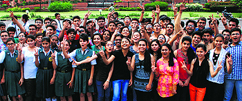 Students who scored cumulative grade point average of 10 in the CBSE Class X examinations are all smiles at Bella Vista in Panchkula on Tuesday