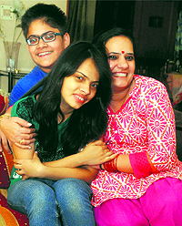 Vasudha Bhagat with her mother and brother at their residence in Sector 48 in Chandigarh